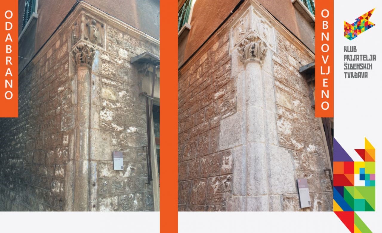 Gotički ugaoni stup iz 15. stoljeća, križanje Zagrebačke i Ulice kraljice Jelene, Šibenik